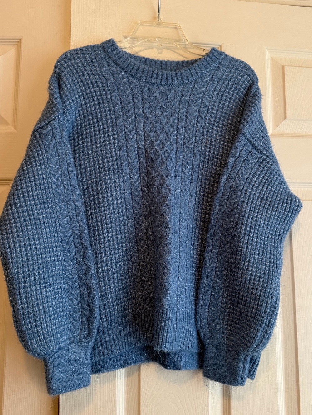LC Lauren Conrad Blue Cable Knit Scoop-Neck Sweater
